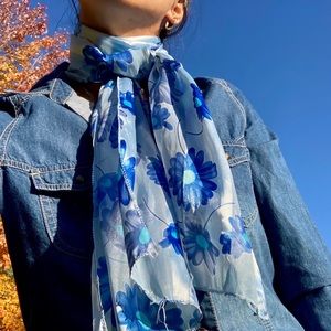 Blue Floral Scarf